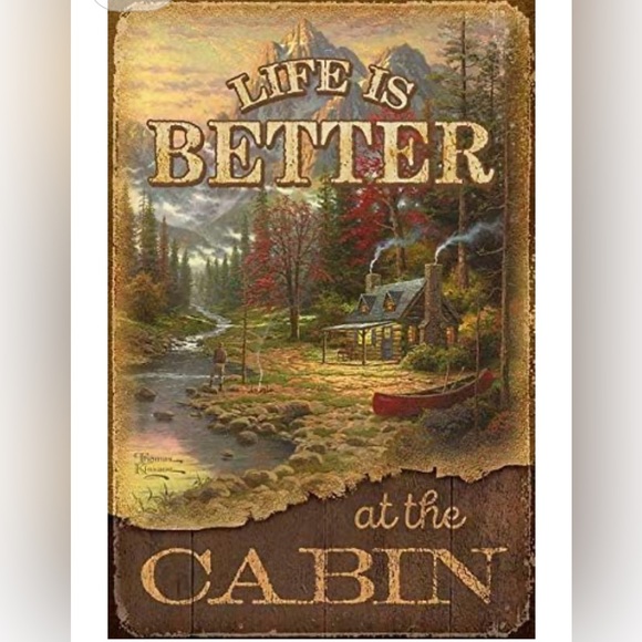 Life is Better at The Cabin Metal Sign Wall Decor 12"x8" New - Picture 2 of 14